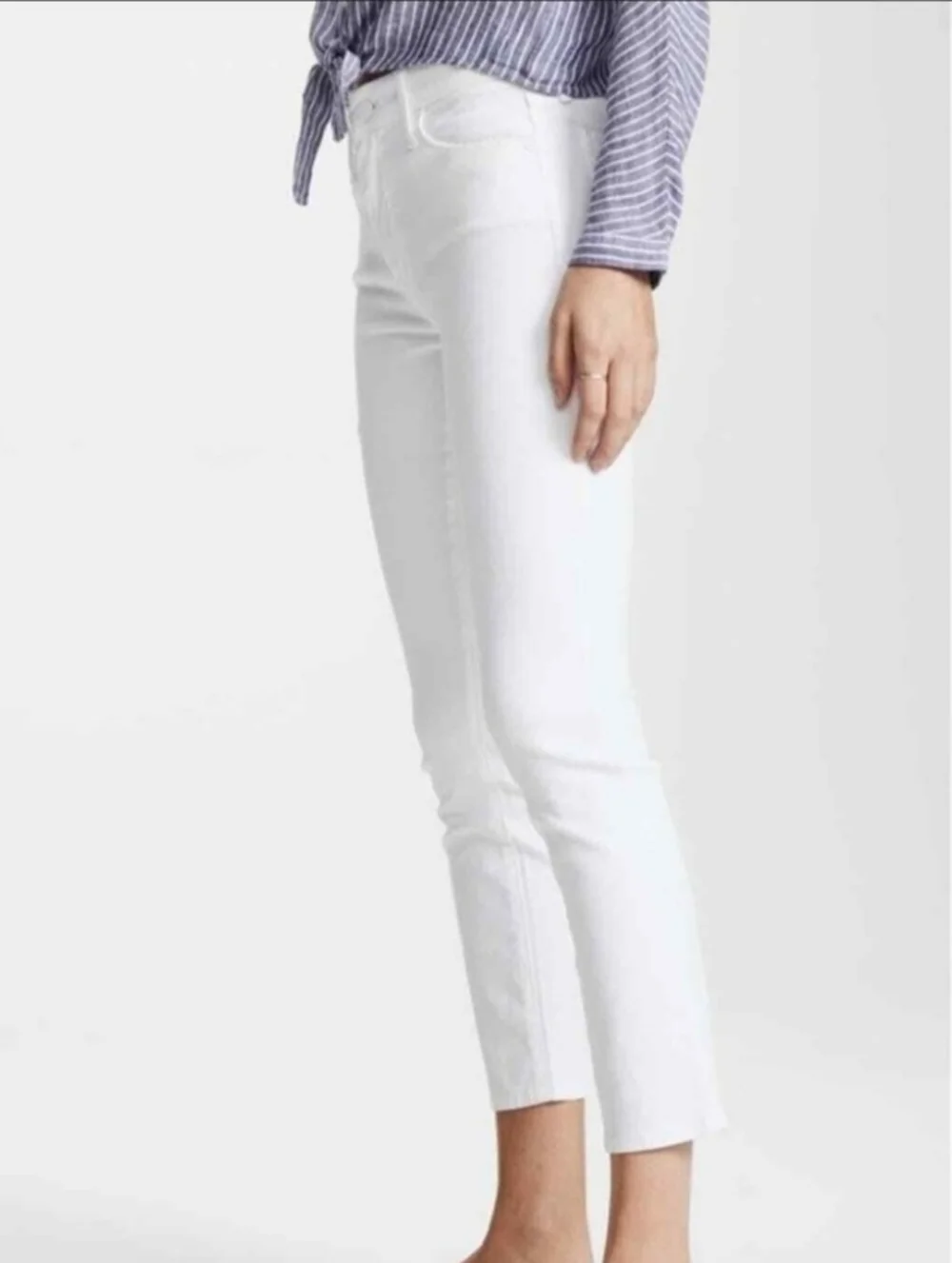 MOTHER The Looker Crop Jeans Glass Slipper White 28 Waist